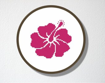 Counted Cross stitch Pattern PDF. Instant download. Hibiscus Silhouette. Includes easy beginner instructions.