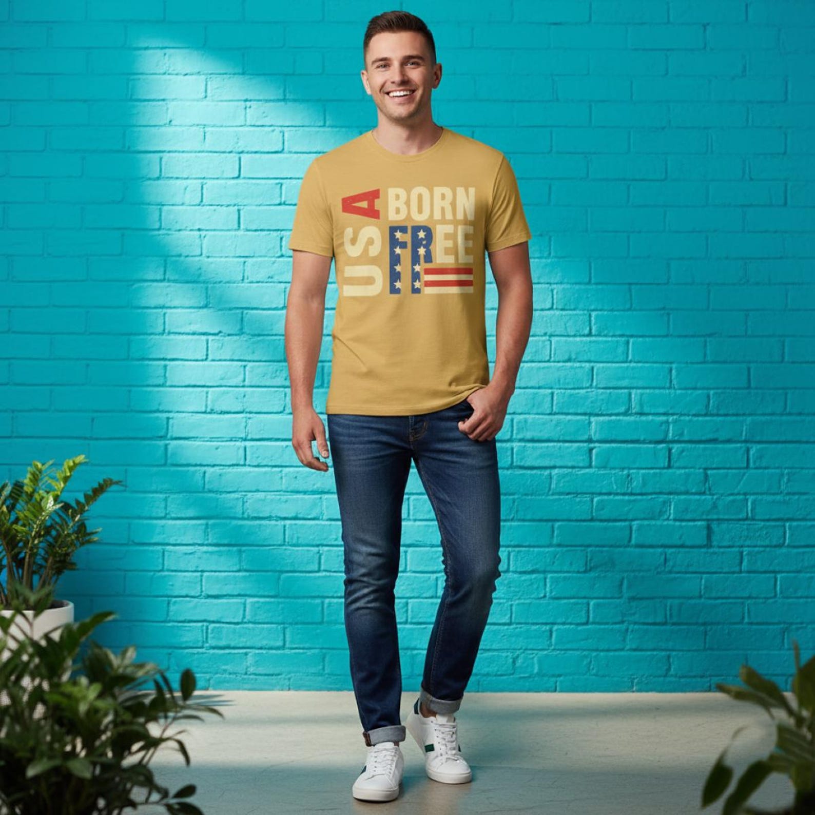 USA Born Free T-shirt: Comfort Colors American Flag Tee, Patriotic ...