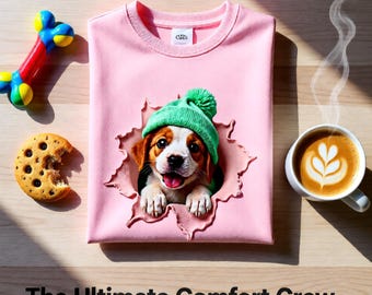 Puppy Graphic Sweatshirt: Cozy Dog Lover Crewneck (Gildan 18000)