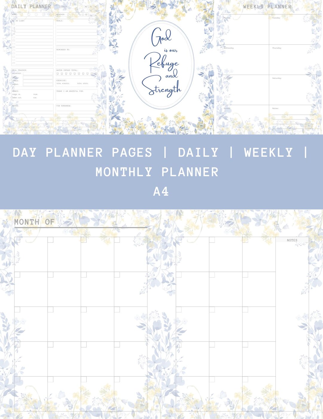 Floral Printable Planner Pages: Daily, Weekly, Monthly (A4) - Etsy