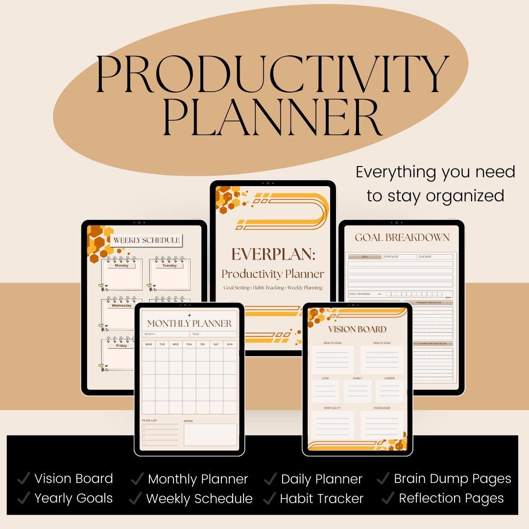 Productivity Planner Printable | Goal Setting | Habit Tracker | Weekly ...