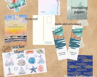 May Scrapbook Mailer | Coastal Calm Journaling Kit | Stickers, Postcards & Journaling Extras