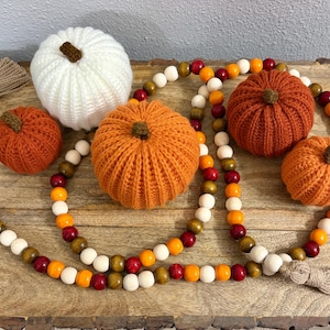 Fall Wood Bead Garland - Handmade - Home Decor - 72"