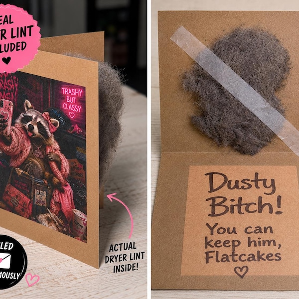 Dusty Bitch Card – Anonymous Petty Secret Mail with Dryer Lint | Mean Prank Card