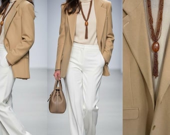 3-delige Quiet Luxury-bundel Austin Reed Camel Hair Blazer, coltrui/ketting
