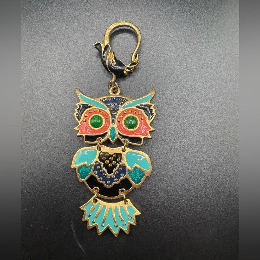 Jay Strongwater Enamel Owl Keychain Bag Charm Multicolor