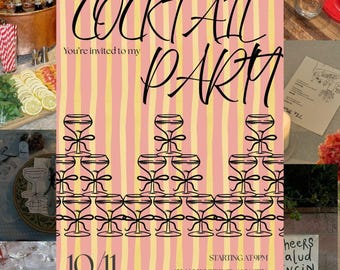 Cocktail Party Invitation, Girls Night In, Digital Printable Invite (Canva)