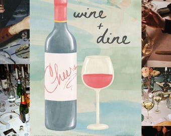 Wine and Dine Dinner Party Invitation, Elegant Hosting Invite (Digital)