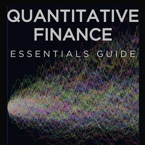 Può includere: Copertina del libro "Quantitative Finance Essentials Guide" di Paul Chan. Il titolo è in bianco, con il sottotitolo "Essentials Guide" in basso. La copertina presenta una visualizzazione di dati astratta e colorata su sfondo scuro.