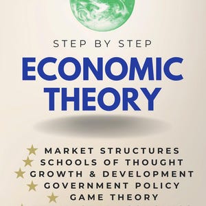 May include: A book cover with the title "ECONOMIC THEORY" in large blue letters. The cover includes a green globe graphic and lists topics like Market Structures and Game Theory. The author's name, Joseph Buckley, is at the bottom.