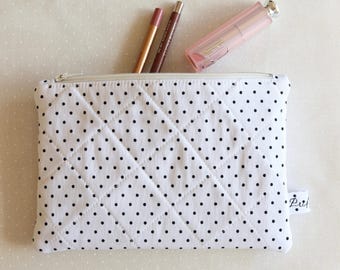 Marsupio trapuntato Essential con cerniera - Pois bianchi e neri