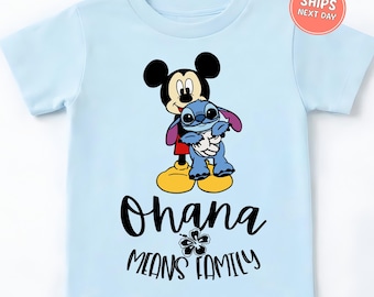 Disney Stitch Mickey Shirt Ohana Means Family Kids Shirt Disneyland Shirt Baby Bodysuit Baby Mickey Mouse Shirt Toddler Disney Vacation Tee