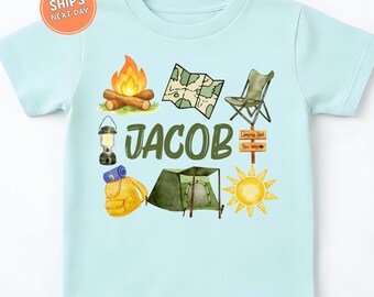 Custom Kids Camping Shirt Personalized Hiking Toddler Tee Boys Outdoors Camp Shirt Matching Forest Boy Gift Tshirt national parks shirt