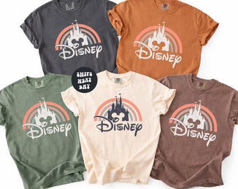Disney Rainbow Castle Shirt Vintage Disney Shirt Disney Family Shirts Disney Castle Shirt Retro Disney T-Shirt Matching Disney Trip Shirts