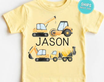 Custom Construction Kids Shirt Kids Name Shirt Toddler Sweatshirt Personalized Toddler Gifts Boys Shirt Custom Sweatshirt Equipment Shirt