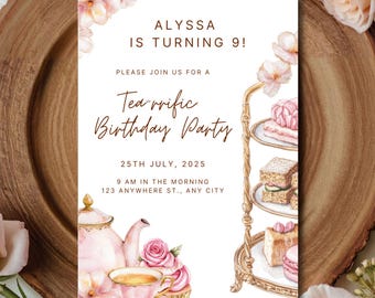 Elegant Tea Party Invitation Template - Instant Download