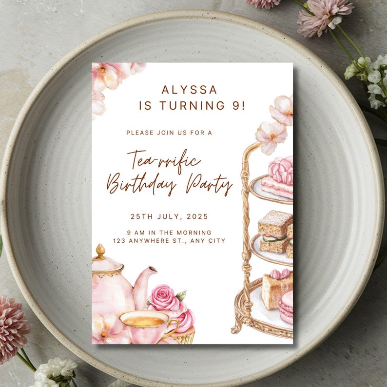 Elegant Tea Party Invitation Template - Instant Download - Etsy
