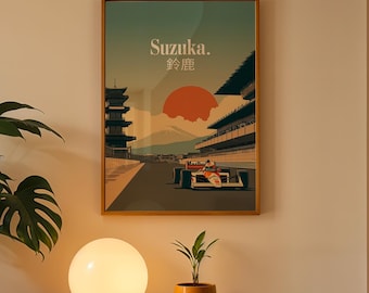 Suzuka F1 Poster: Retro Japanese Grand Prix Racing Art