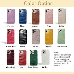 May include: A selection of phone cases in various colors, including purple, blue, brown, pink, beige, rose pink, black, grey, yellow, light green, wine red, red, dark green, and white. Each case has a textured pattern and is labeled with its color.