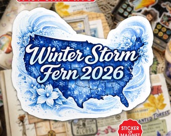 Winter Storm Fern 2026 Sticker Magnet, Snowstorm Memory Winter Weather Blue Collar Lineman Waterproof Die-Cut Stickers for Tumbler