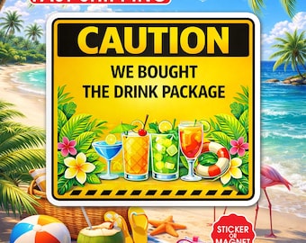 Cruise Door Magnet, Sticker, Decorations Large Caution Sign Funny Cabin Stickers for Carnival Cruise Door Stateroom Refrigerator Decor