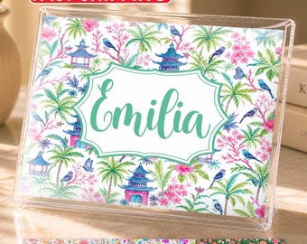 Capa protetora personalizada com nome e plástico para cartas de Mahjong GRANDES, protetor de cartas da Liga Nacional de Mahjong, monograma personalizado, presente para jogadores de Mahjong.