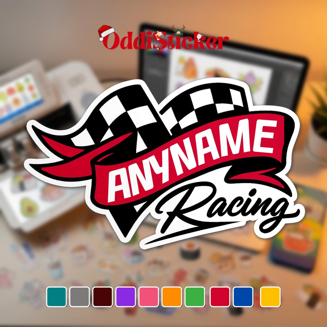 Labelname Racing Custom Racing Name Sticker, Personalized Racer Name With Flag Magnet ...