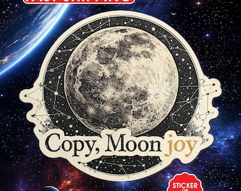 Copy Moon Joy Sticker, Space Moon Sticker, Astronaut Rocket Planet Vinyl Decals, Aesthetic Waterproof Laptop Water Bottle Stickers Gift Idea