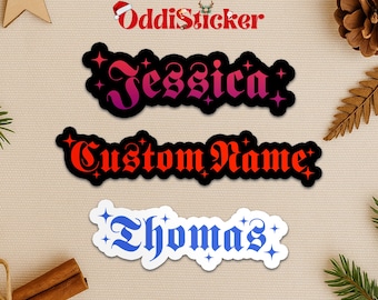 Custom Gothic Name Sticker, Personalized Halloween Spooky Name Decal Waterproof Die-Cut Vinyl Sticker for Kindle Laptop Funny Sticker Gifts