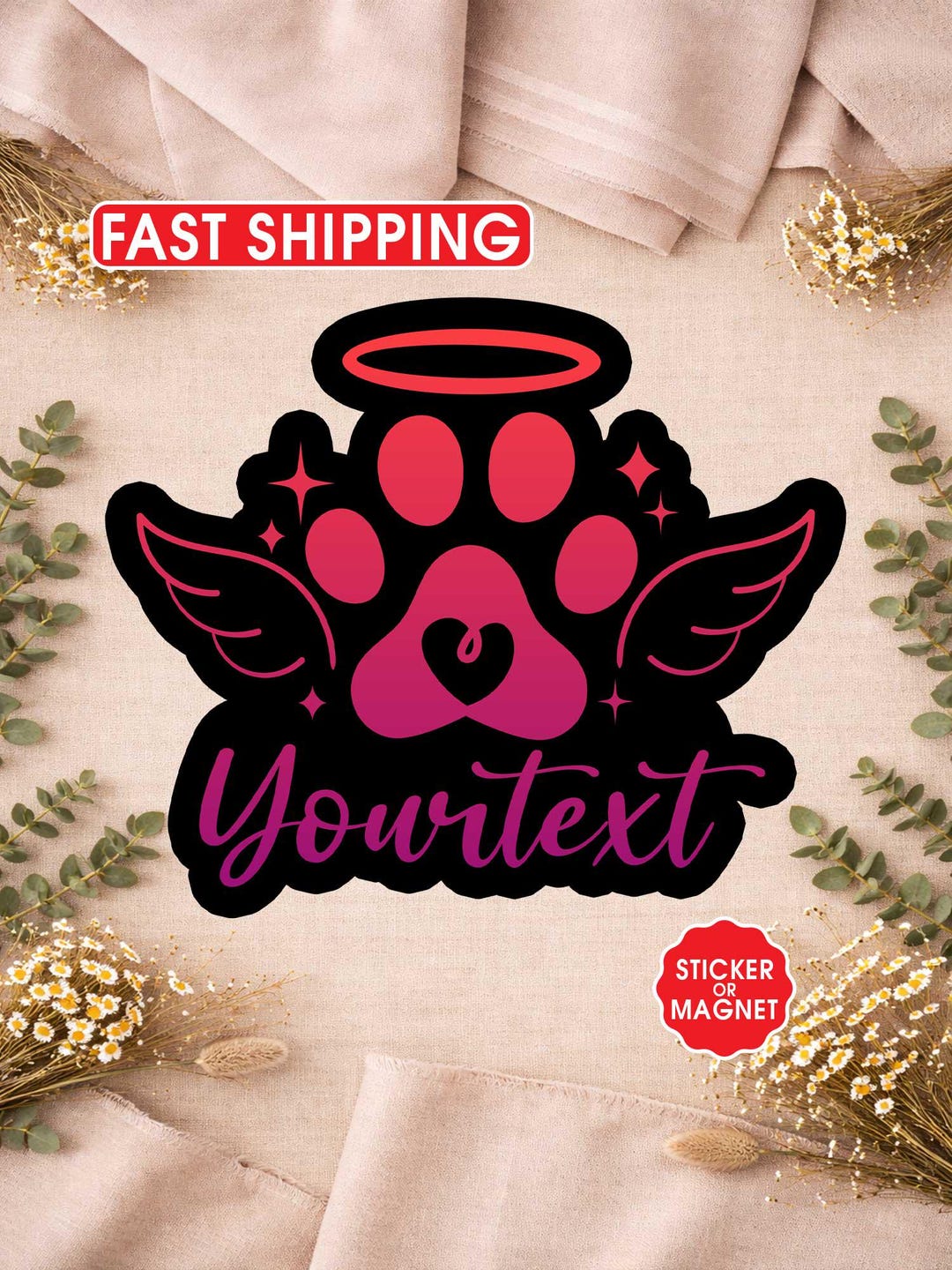 Dog Name Sticker Design Custom Dog Name Sticker, Personalized Paw Print Pet Loss Decal, in ...