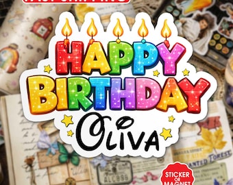 Custom Name Birthday Sticker Magnet, Personalized Name Best Birthday Ever Cruise Line Magnet, Birthday Girl Boy Trip, Birthday Favor Sticker