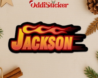 Custom Racing Car Name Sticker, Personalized Race Car Vinyl Decal, Waterproof Name Sticker for Laptop Water Bottle Kids Teen Dad Gift