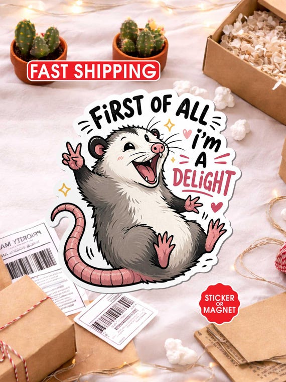Funny Possum Sticker, Sarcastic Possum Sticker, Cute Meme Sticker, Trash Animal, Relatable Humor Sticker, Laptop Water Bottle Sticker