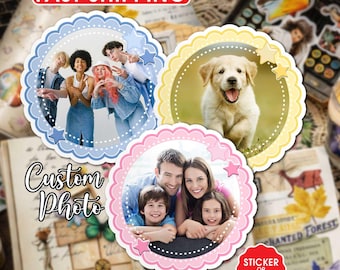 Custom Photo Sticker, Personalized Picture Decal, Family Best Friends Pet Lover Gift, Waterproof Vinyl Laptop Water Bottle Kindle Gift Idea