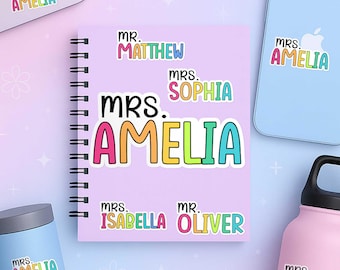 Custom Name Sticker, Personalized Rainbow Waterproof Vinyl Decal, Cute Name Tag Sticker for Teachers, Kids, Laptop, Water Bottle Gift