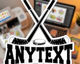 Custom Hockey Name Sticker, Personalized Hockey Stick & Puck Decal, Custom Name Number Sticker for Player Team Fan, Water Bottle Laptop Gift