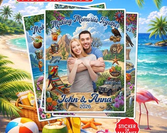 Custom Photo Cruise Door Magnet, Personalized Couple Name Magnet, Honeymoon, Vacation Cruise Ship Decorations, Anniversary Cruise Gift Idea