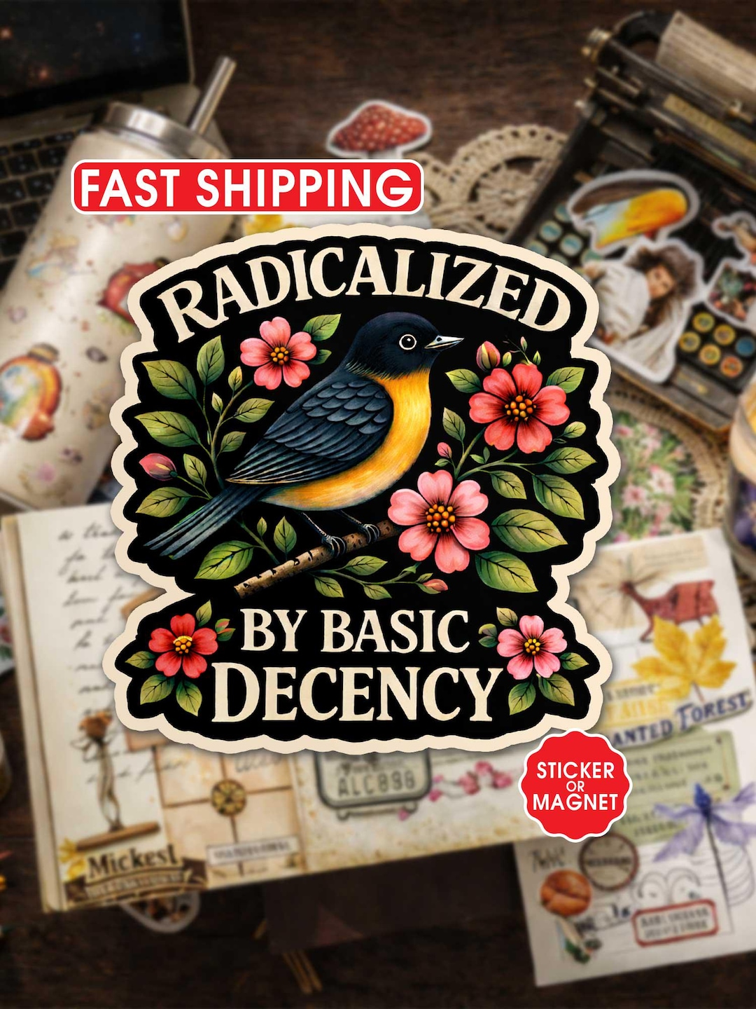 Radicalized by Basic Decency Sticker, Protest Liberal Leftist Democracy ...