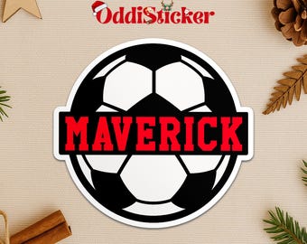 Custom Soccer Name Number Sticker/ Magnet, Personalized Soccer Decal, Waterproof Vinyl for Water Bottle Laptop Backpack Gift