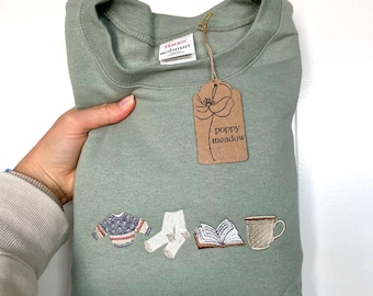 Felpa girocollo ricamata "Cozy Vibes"