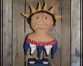 Verkauf Primitive Volkskunst Americana Liberty Lady zu tun HAFAIR weiche Skulptur AFTERXMASFAAP