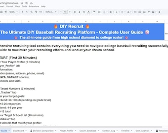 Sistema de reclutamiento de béisbol universitario para principiantes / Contactos de entrenadores y Twitter / Ahorra 3000 / Descarga instantánea