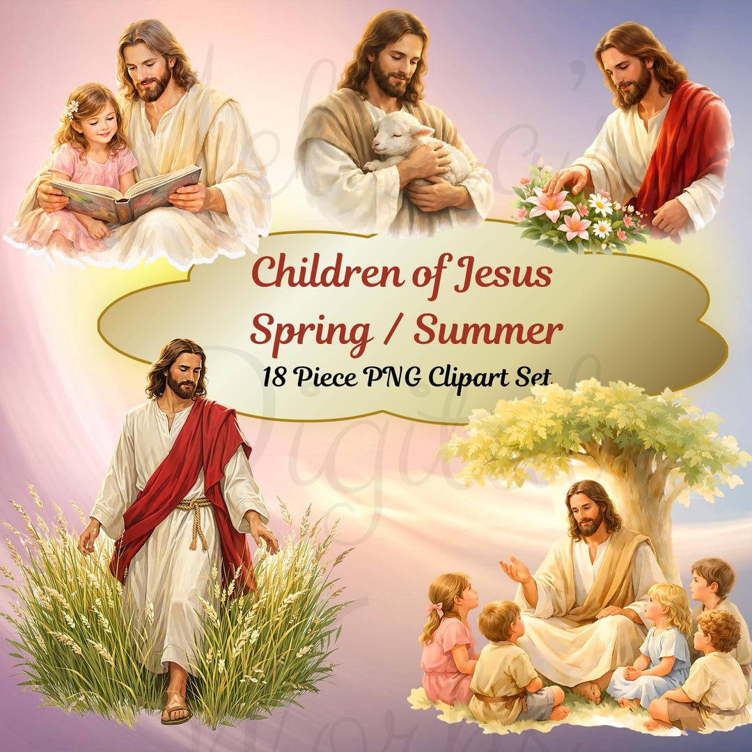 Jesus With Children Spring & Summer Clipart Bundle | Digital Download ...