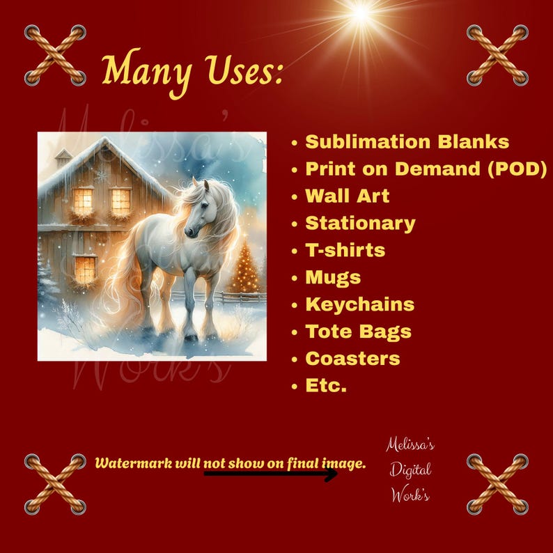 Christmas Horses & Foals L 36 PNG Clipart Bundle | Digital Download - Etsy