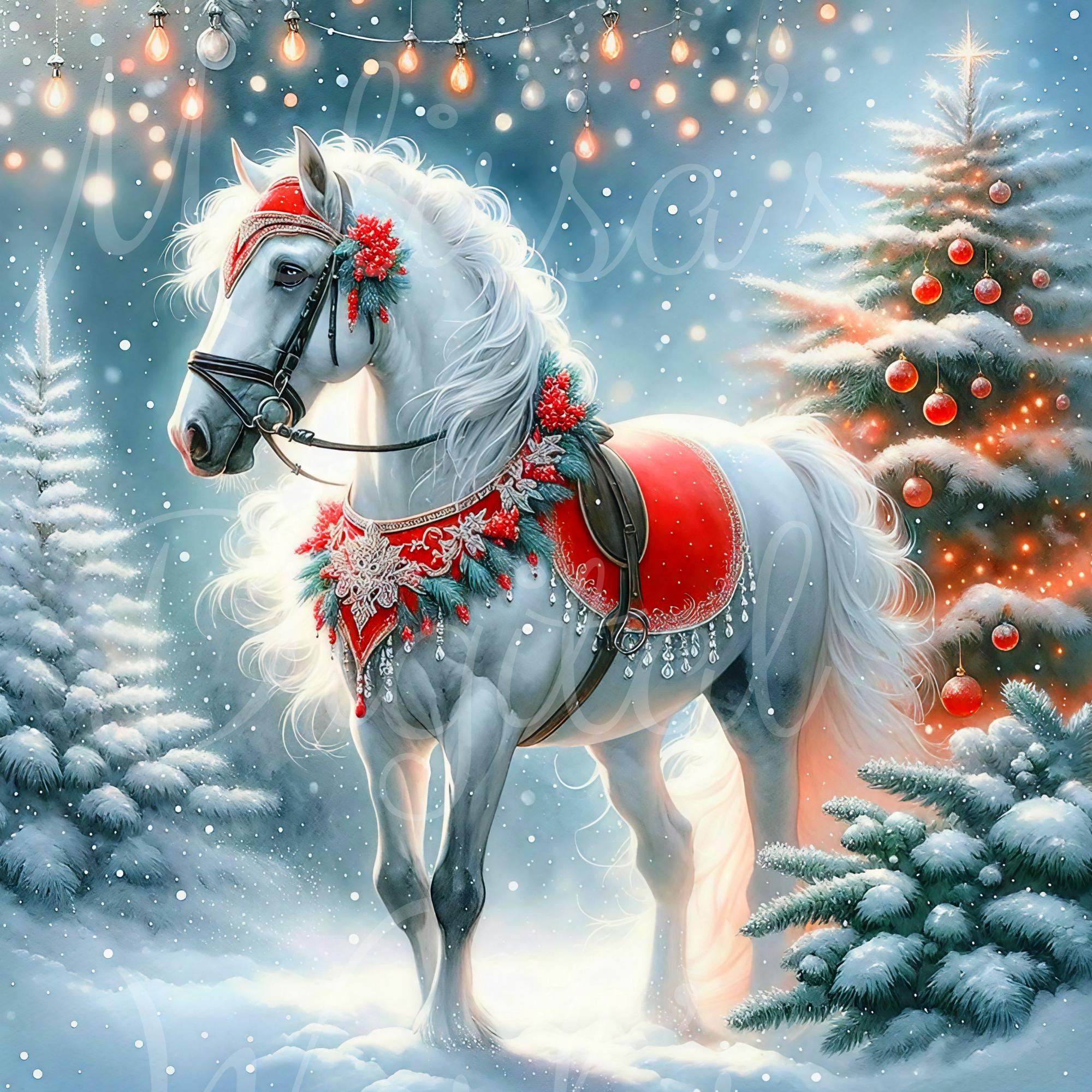 Christmas Horses & Foals L 36 PNG Clipart Bundle | Digital Download - Etsy