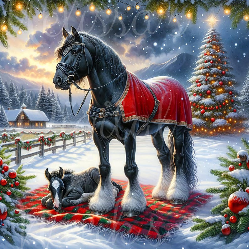 Christmas Horses & Foals L 36 PNG Clipart Bundle | Digital Download - Etsy