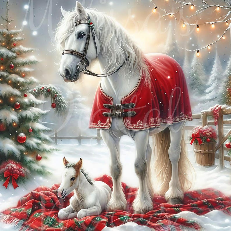 Christmas Horses & Foals L 36 PNG Clipart Bundle | Digital Download - Etsy