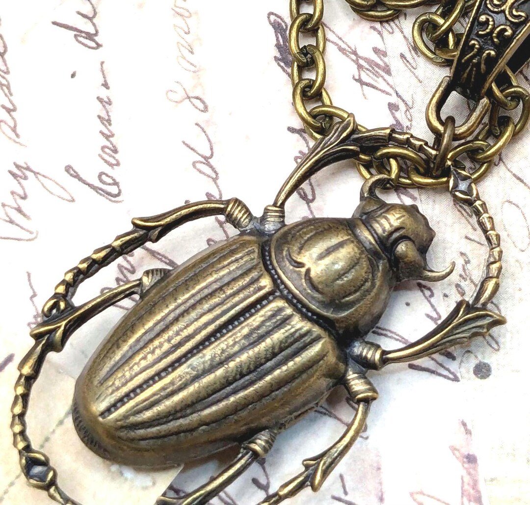 Religious Bugcore Hidden Locket Necklace, Scarab: Bug, Insect, Beetle, Naturecore ...