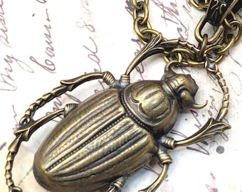Hidden locket necklace, scarab: bug, insect, beetle, naturecore, bugcore