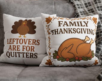 Funny Thanksgiving Throw Pillow Cover: Seasonal Home Decor Pillow